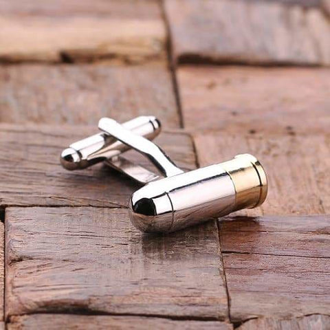 Image of Personalized Engraved Cuff Links Bullet without Wood Box - Cuff Links