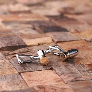 Personalized Engraved Cuff Links Bullet without Wood Box - Cuff Links