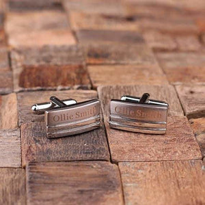 Personalized Engraved Cuff Links Classic Rectangular without Wood Box - Cuff Links