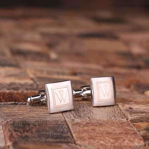Personalized Engraved Cuff Links Classic Square without Wood Box - Cuff Links