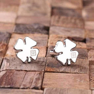 Personalized Engraved Cuff Links Shamrock without Wood Box - Cuff Links
