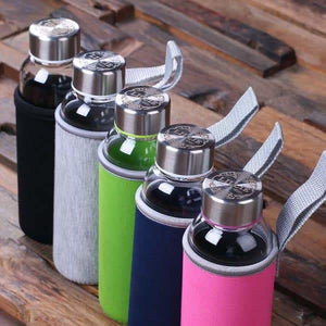 Personalized Engraved Glass Water Bottle Thermos Black - Water Bottles