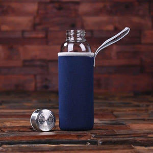 Personalized Engraved Glass Water Bottle Thermos Blue - Water Bottles