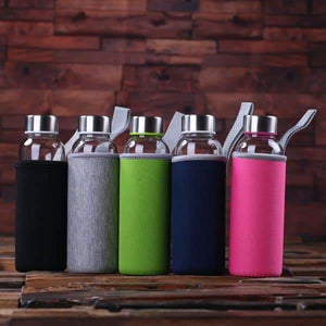 Personalized Engraved Glass Water Bottle Thermos Blue - Water Bottles
