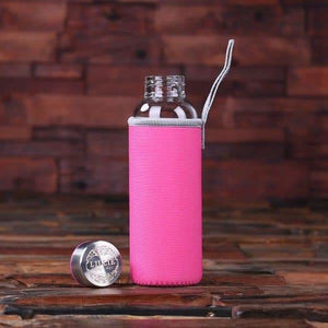 Personalized Engraved Glass Water Bottle Thermos Pink - Water Bottles