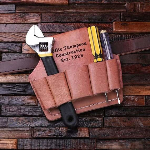 Image of Personalized Engraved Leather Tool Belt Attachment - Hardware Tools