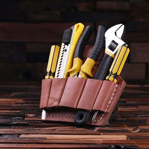 Image of Personalized Engraved Leather Tool Belt Attachment - Hardware Tools