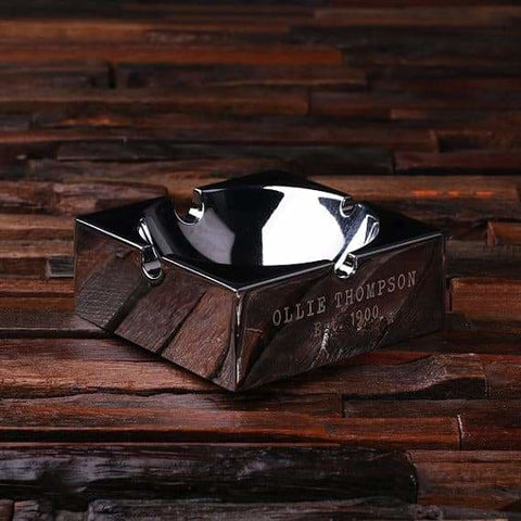 Image of Personalized Engraved Polished Smokers Ashtray - Cigar & Smoking Gifts