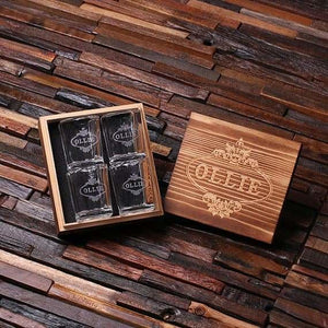 Personalized Engraved Shot Glasses w/Keepsake Box Set of 4 - All Products