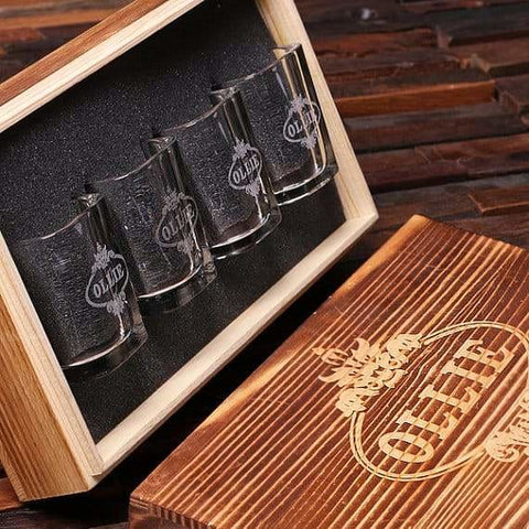 Image of Personalized Engraved Shot Glasses w/Keepsake Box Set of 4 - All Products