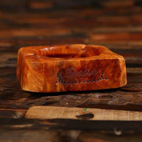 Image of Personalized Executive Three Cigar Wood Ashtray Business Gift - All Products