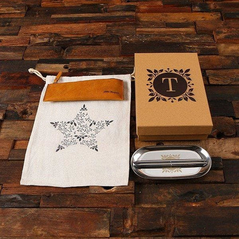 Image of Personalized Executive Womens Leather Pen Pouch & Tray Set - All Products
