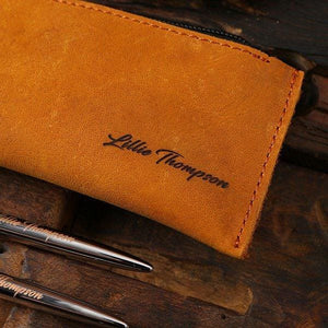 Personalized Executive Womens Leather Pen Pouch & Tray Set - All Products