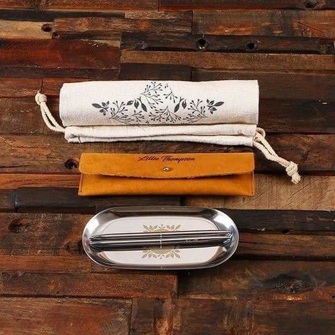 Image of Personalized Executive Womens Pen Leather Holder & Tray Set - All Products