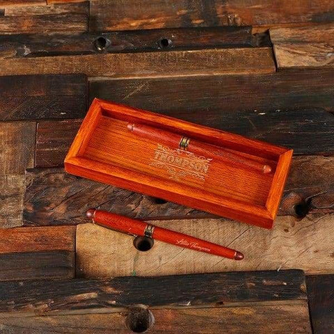 Image of Personalized Executive Wood Pen Set & Pen Holder Tray - All Products