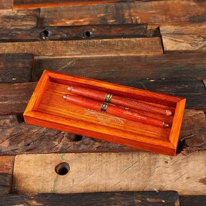 Personalized Executive Wood Pen Set & Pen Holder Tray - All Products