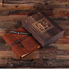 Personalized Felt Journal Pen and Wood Box Brown - Journal Gift Sets