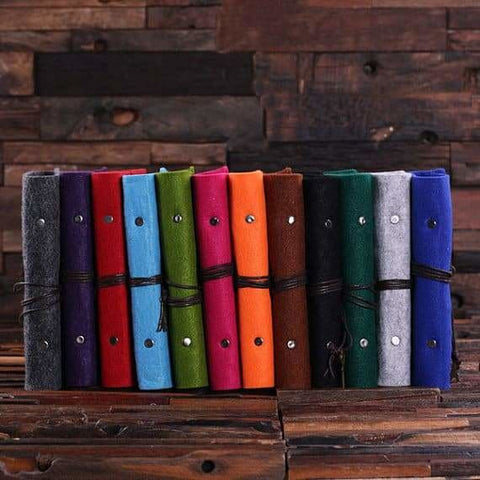 Image of Personalized Felt Journal Pen and Wood Box Neon Orange - Journal Gift Sets