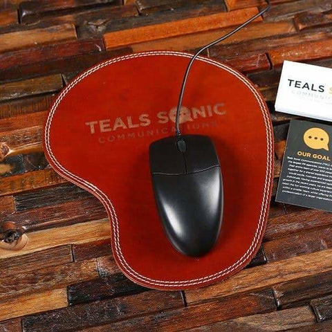 Image of Personalized Genuine Leather Mouse Pad Company Gift Ideas - Desktop Stationery