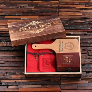 Personalized Gift Set for Her w/Keepsake Box Paddle Brush Journal Treasure Box - Journal Gift Sets