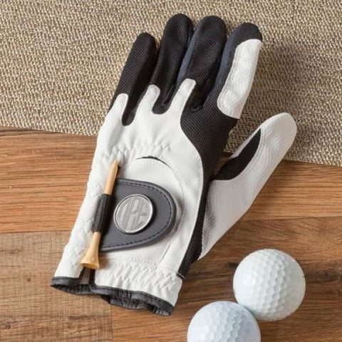 Image of Personalized Golf Glove - Leather - Magnetic Ball Marker - Groomsmen - White - Outdoors