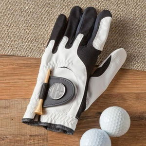 Personalized Golf Glove - Leather - Magnetic Ball Marker - Groomsmen - White - Outdoors