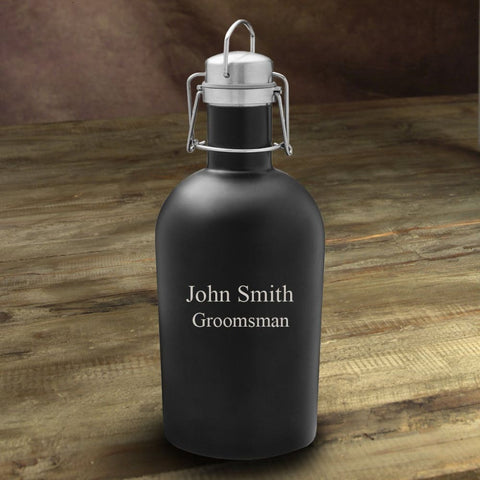 Image of Personalized Growler - Beer - Stainless Steel - Black - 64 oz. - 2Lines - Personalized Barware