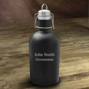 Personalized Growler - Beer - Stainless Steel - Black - 64 oz. - 2Lines - Personalized Barware
