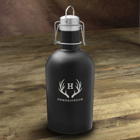 Image of Personalized Growler - Beer - Stainless Steel - Black - 64 oz. - Choose Design - Personalized Barware