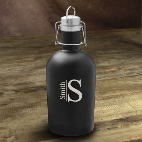 Image of Personalized Growler - Beer - Stainless Steel - Black - 64 oz. - Modern - Personalized Barware