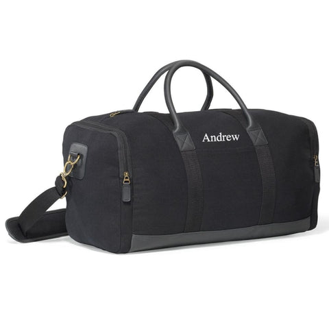 Image of Personalized Heavy Canvas Duffel Bag - Gym Bag - Travel Bag - Groomsmen - Black - Travel Gifts