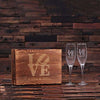 Personalized His and Hers Mr. and Mrs. Champagne Glass With Wood Gift Box - All Products