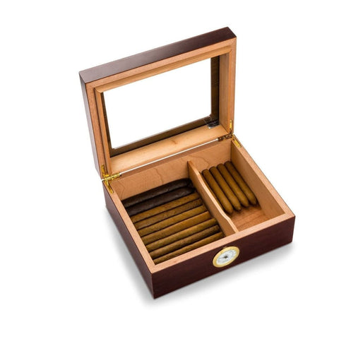 Image of Personalized Humidor - Set of 5 - Glass Top - Mahogany - Groomsmen Gifts - Cigar Gifts