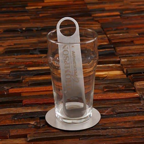 Image of Personalized Ice Bucket Beer Glass Opener & Coaster Set - Assorted - Groomsmen