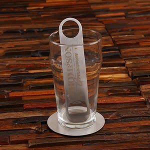Personalized Ice Bucket Beer Glass Opener & Coaster Set - Assorted - Groomsmen