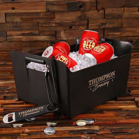 Image of Personalized Ice Bucket & Bottle Opener Groomsmen Gift Set - Assorted - Groomsmen
