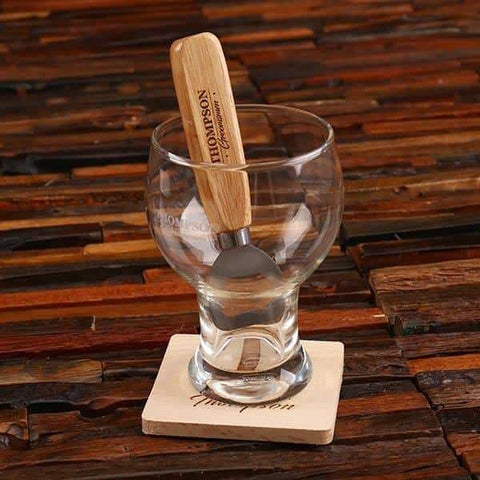 Image of Personalized Ice Bucket Wood Coasters & Bottle Opener Set - Assorted - Groomsmen
