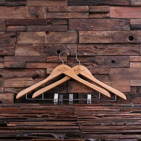 Image of Personalized Keepsake Hanger w/Clips Natural Wood - Hangers & Racks