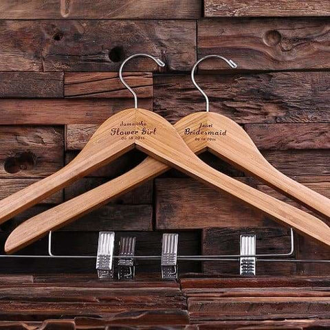 Image of Personalized Keepsake Hanger w/Clips Natural Wood - Hangers & Racks