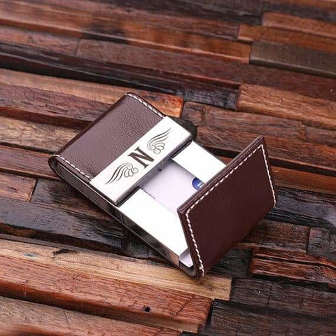 Image of Personalized Leather Business Card Holder - Cardholders