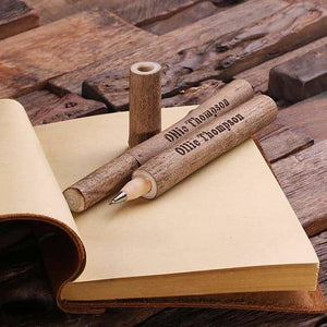 Personalized Leather Travel Diary & Pen - Journal Gift Sets