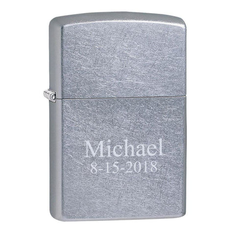 Image of Personalized Lighters - Zippo - Street Chrome - 2Lines - Zippo Lighters