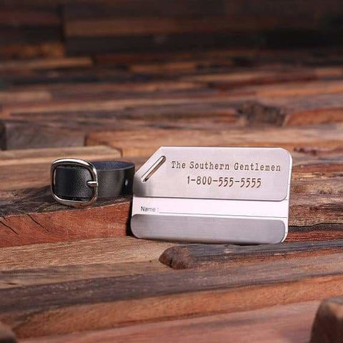Image of Personalized Luggage & Travel Tag w/Leather Band - Assorted - Travel Gifts
