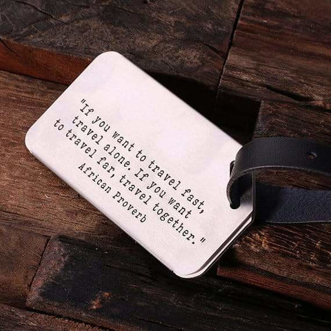 Image of Personalized Luggage & Travel Tag w/Leather Band - Assorted - Travel Gifts