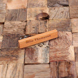 Personalized Mens Classic Wood Tie Clip Cherry Wood - Tie Clips