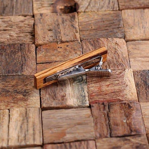 Image of Personalized Mens Classic Wood Tie Clip White Oak - Tie Clips