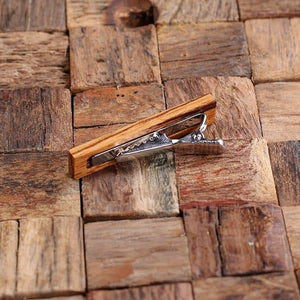 Personalized Mens Classic Wood Tie Clip with Box White Oak - Tie Clips