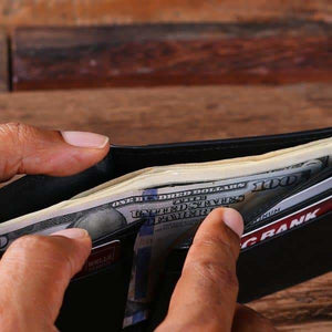 Personalized Monogrammed Engraved Leather Bifold Mens Travel Wallet Money Clip Groomsmen Best Man - Wallets