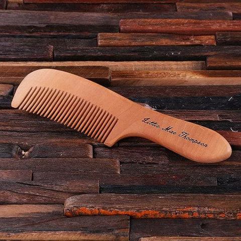 Image of Personalized Natural Hardwood Hair Comb - Assorted - Womens Gifts