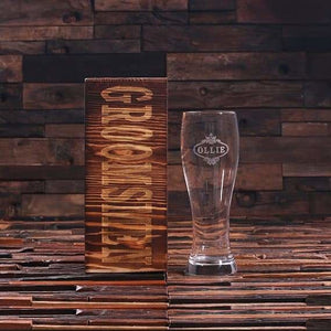 Personalized Pilsner Beer Glass w/Keepsake Box 24 oz. - Drinkware - Beer Mugs